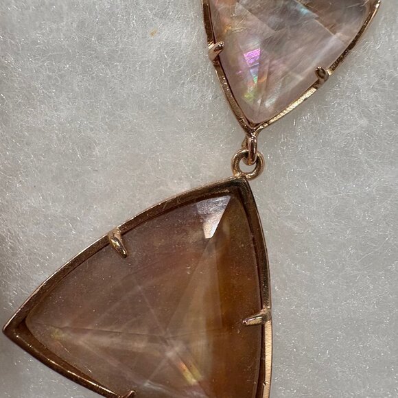 Kendra Scott Statement Earrings in Brown Mother of Pearl and Rose Gold Hardware - Picture 2 of 6